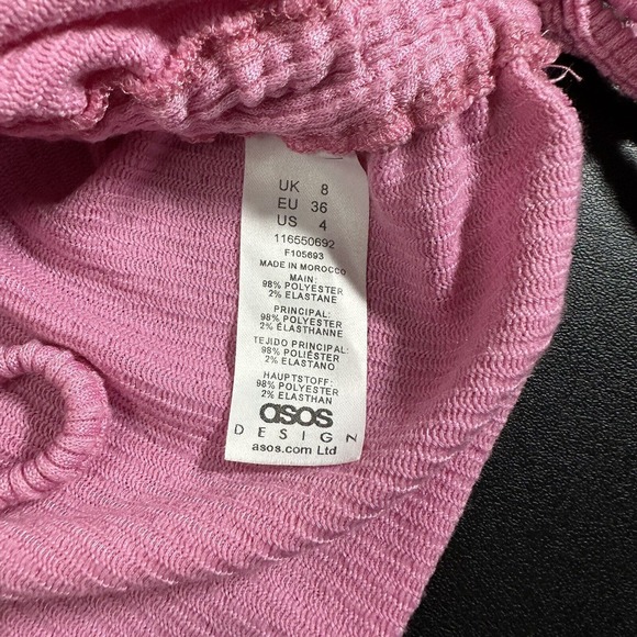 ASOS DESIGN Ribbed Sleeveless Pink Crop top with ruched sides size 4 - Picture 6 of 8